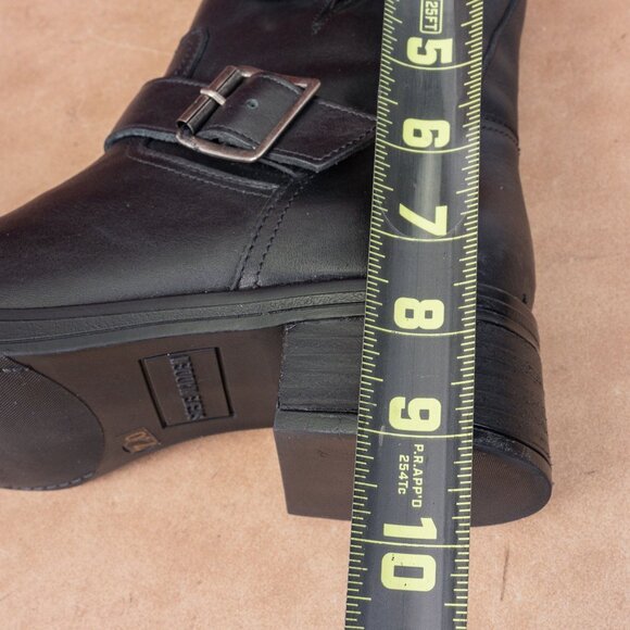 Steve Madden Women Arch Black Leather Moto Biker Ankle Boots sz 7 - Picture 6 of 9